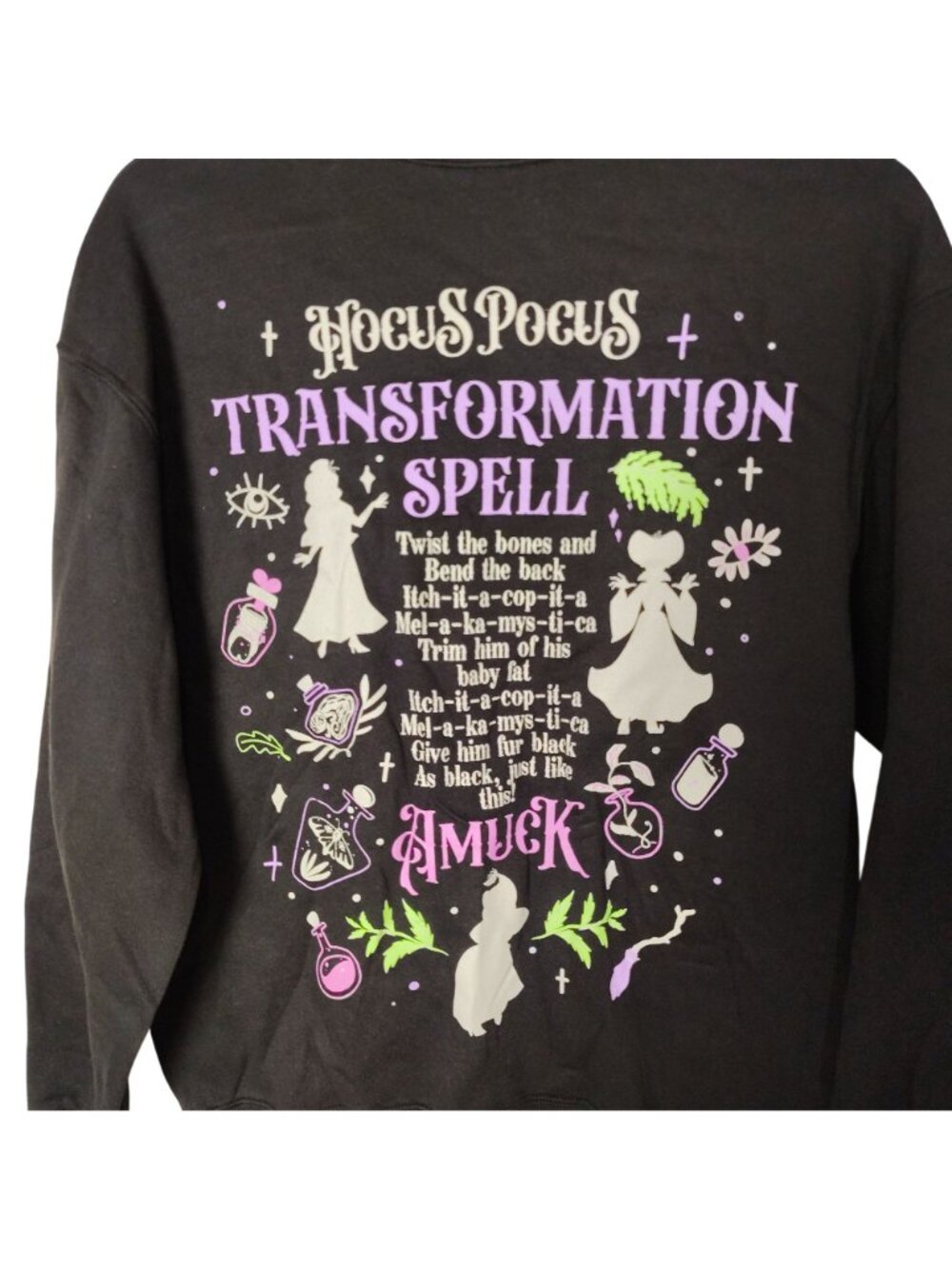 Disney Hocus Pocus Womens XXS Black Creature of the Night Graphic Sweatshirt - Picture 5 of 7